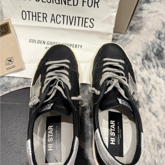 Golden Goose Black and Silver Hi Star Shoes - Picture 2 of 9